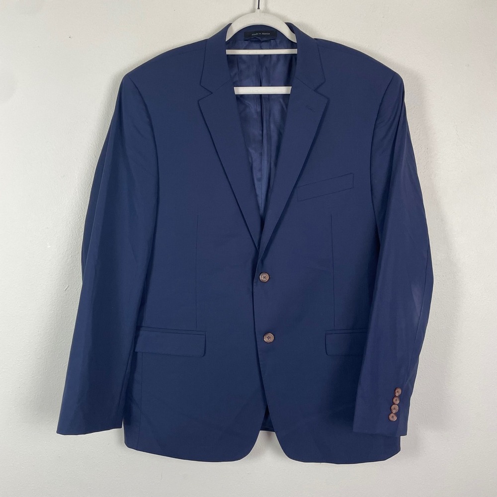 Lauren Ralph Lauren Men‎ Navy 100% Wool Slim Fit Blazer Sport Coat Jacket Sz46R